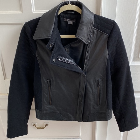 Vince Leather and Wool Bomber Jacket - Small - Picture 4 of 4